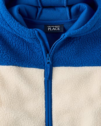 Toddler Boys Colorblock Sherpa Zip Up Hoodie - HAY STACK