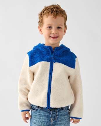 Sweat à capuche zippé en sherpa à blocs de couleurs pour petits garçons - HAY STACK