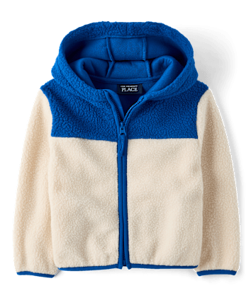 Toddler Boys Colorblock Sherpa Zip Up Hoodie - HAY STACK