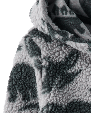 Toddler Boys Dino Sherpa Zip Up Hoodie