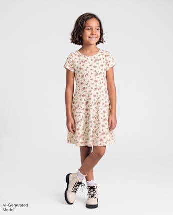 Girls Print Everyday Dress - FAIR IVORY