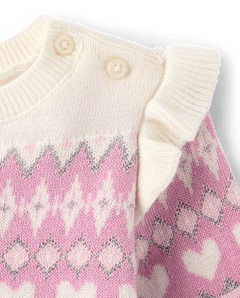 Baby Girls Heart Fairisle 2-Piece Playwear Set - ROSE MIST