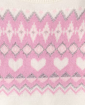 Baby Girls Heart Fairisle 2-Piece Playwear Set - ROSE MIST