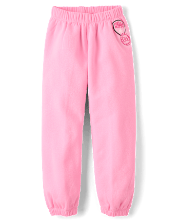 Girls Hello KittyÂ® Embellished Premium Fleece Barrel Sweatpants - TIARA PINK