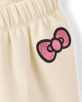 Girls Hello Kitty® Embellished Premium Fleece Barrel Sweatpants - FAIR IVORY