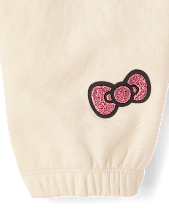 Girls Hello Kitty® Embellished Premium Fleece Barrel Sweatpants - FAIR IVORY