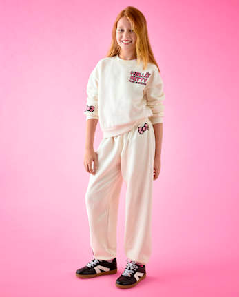 \Pantalon de survêtement en polaire premium Hello Kitty® pour filles\ - FAIR IVORY