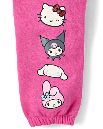 Girls Hello Kitty® Embellished Premium Fleece Barrel Sweatpants - SUGARCANDY