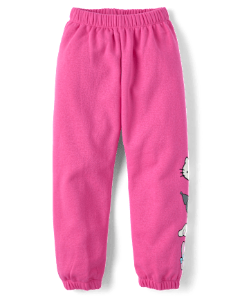 Girls Hello Kitty® Embellished Premium Fleece Barrel Sweatpants - SUGARCANDY