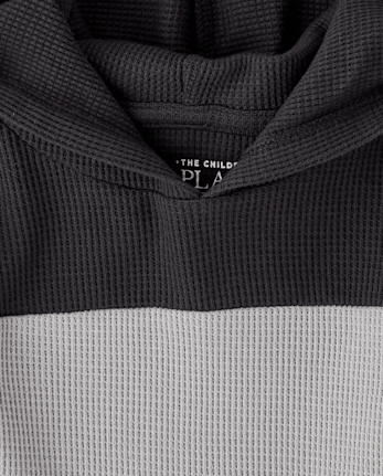 Baby And Toddler Boys Colorblock Thermal Hooded Top - WEATHERED STEEL