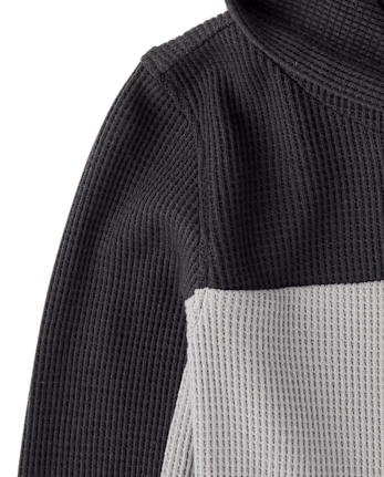 Baby And Toddler Boys Colorblock Thermal Hooded Top - WEATHERED STEEL