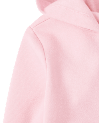 Girls Rhinestone Icon Premium Fleece Zip Up Hoodie - ROSE MIST