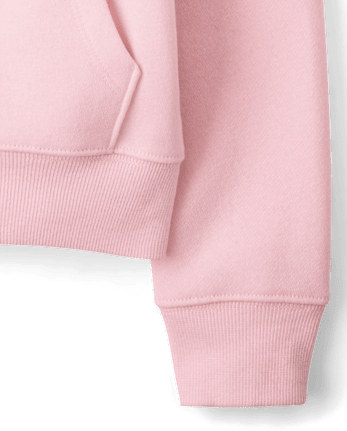 Girls Rhinestone Icon Premium Fleece Zip Up Hoodie - ROSE MIST