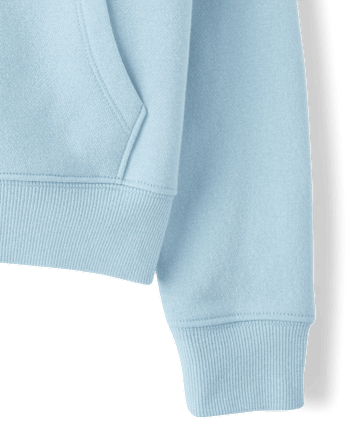 Girls Rhinestone Icon Premium Fleece Zip Up Hoodie - BLUE AIR