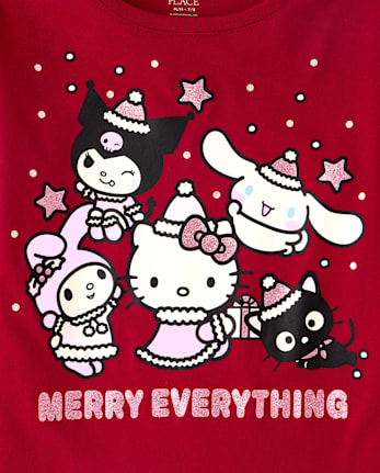 Girls Hello Kitty® And Friends Glitter Merry Everything Graphic Tee - RED OCHRE