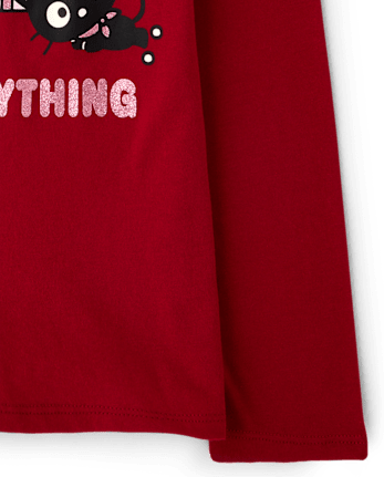 Girls Hello Kitty® And Friends Glitter Merry Everything Graphic Tee - RED OCHRE