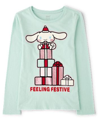 Girls Cinnamoroll™ Glitter Feeling Festive Graphic Tee - MINT CREAM