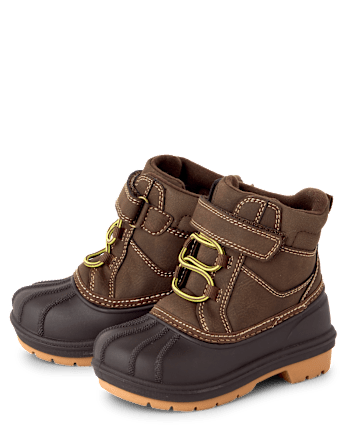 Toddler Boys Colorblock Lace Up All Weather Boots - BROWN