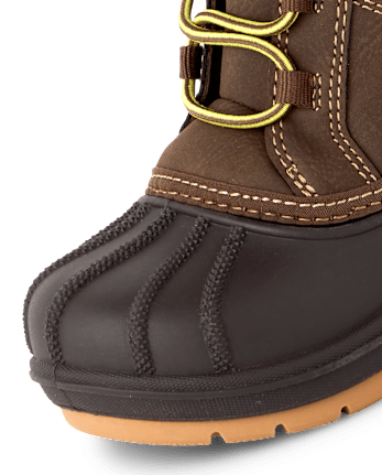 Toddler Boys Colorblock Lace Up All Weather Boots - BROWN