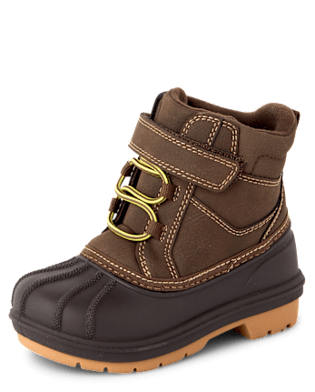 Toddler Boys Colorblock Lace Up All Weather Boots - BROWN
