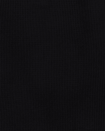 Girls Thermal Henley Top - BLACK