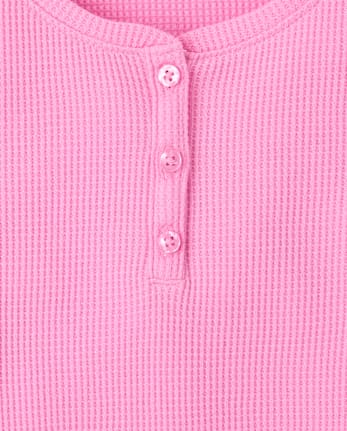 Girls Thermal Henley Top - PERFECTLY PINK