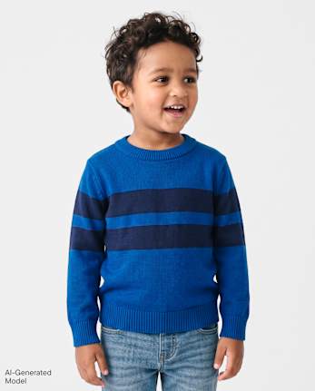 Toddler Boys Striped Sweater - QUENCH BLUE
