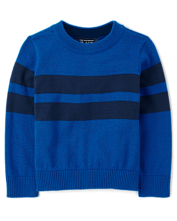 Toddler Boys Striped Sweater - QUENCH BLUE