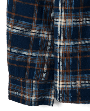 Boys Plaid Sherpa Lined Hooded Shacket - TIDAL