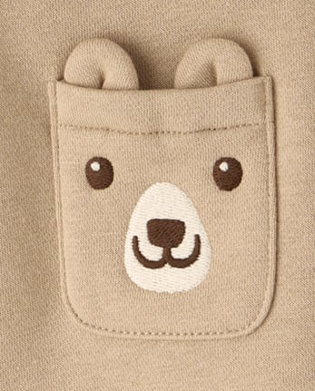 Baby And Toddler Boys Embroidered Bear Premium Fleece 2-Piece Outfit Set - JAVA HILL