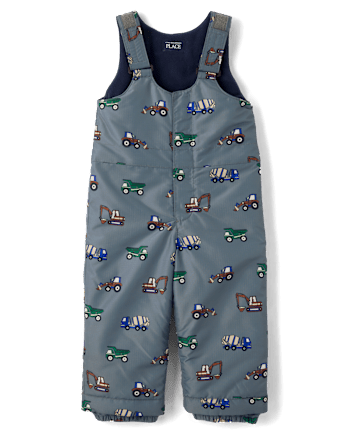 Toddler Boys Construction Vehicle Snow Bib - THUNDERSTORM