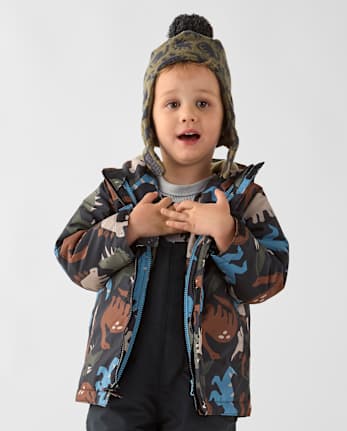 Toddler Boys Print 3 in 1 Jacket - BLACK