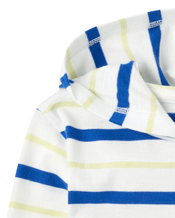 Baby And Toddler Boys Striped Hooded Top - MARSHMALLOW