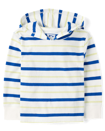 Baby And Toddler Boys Striped Hooded Top - MARSHMALLOW