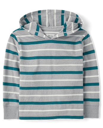 Baby And Toddler Boys Striped Hooded Top - CLOUDY LAKE
