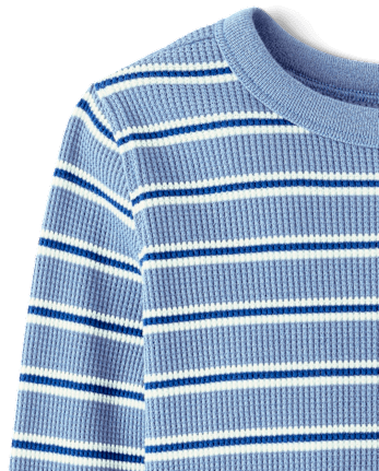 Baby And Toddler Boys Striped Thermal Top - SAPPHIRE ICE CL