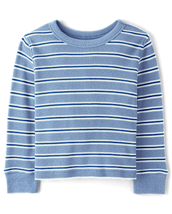 Baby And Toddler Boys Striped Thermal Top - SAPPHIRE ICE CL