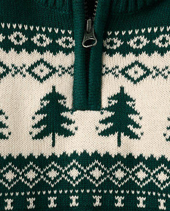 Pull de Noël à col zippé pour petit garçon - BALT GREEN