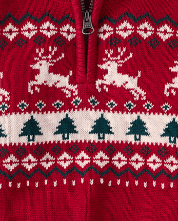 Pull de Noël à col zippé pour petit garçon - RED OCHRE