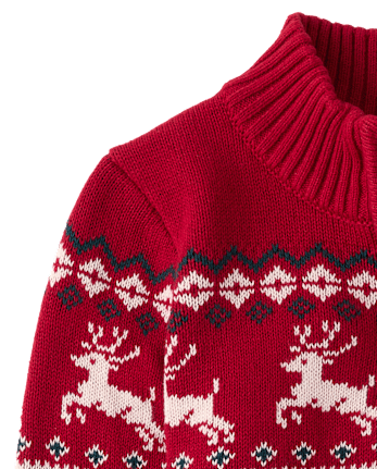 Pull de Noël à col zippé pour petit garçon - RED OCHRE