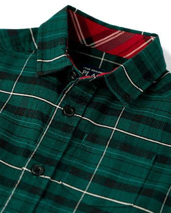 Baby And Toddler Boys Dad And Me Plaid Oxford Button Up Shirt - BALT GREEN