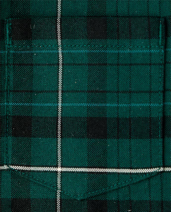 Baby And Toddler Boys Dad And Me Plaid Oxford Button Up Shirt - BALT GREEN