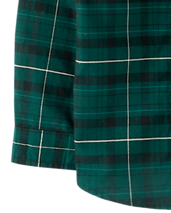 Baby And Toddler Boys Dad And Me Plaid Oxford Button Up Shirt - BALT GREEN