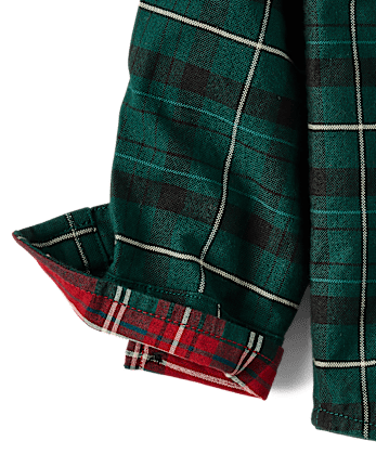Baby And Toddler Boys Dad And Me Plaid Oxford Button Up Shirt - BALT GREEN
