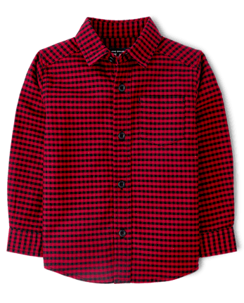 Baby And Toddler Boys Checkered Oxford Button Up Shirt - RED OCHRE
