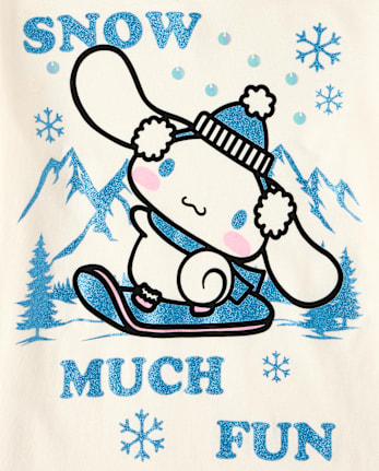 Girls Cinnamoroll™ Glitter Snowboard Graphic Tee - FAIR IVORY