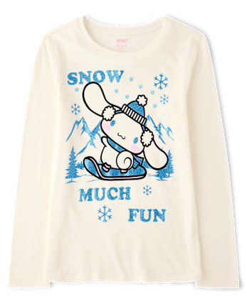 Girls Cinnamoroll™ Glitter Snowboard Graphic Tee - FAIR IVORY