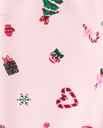 Girls Print Winter Warm Leggings - ROSE MIST