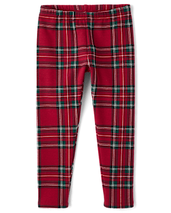 Girls Print Winter Warm Leggings - RED OCHRE