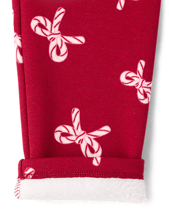 Girls Print Winter Warm Leggings - RED